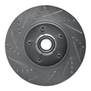 Ford Explorer Sport Trac Brake Rotor (1) - Front Left - R1 Concepts - Drilled & Slotted - Silver - `01-`05